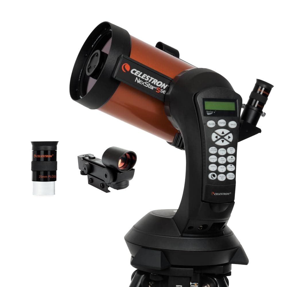 11036 NexStar 5SE Computerised Schmidt-Cassegrain Telescope with Automated GoTo Mount, SkyAlign Technology and Steel Tripod, Black/Orange