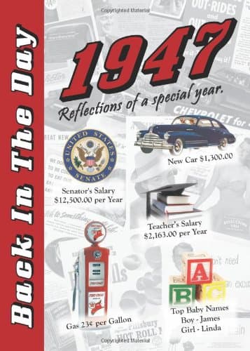 1947 Back In The Day - 24-page Greeting Card / Booklet with Envelope (5 x 7 Size) – Great for Birthdays, Anniversaries, Reunions, Graduations, Client & Corporate Gifts