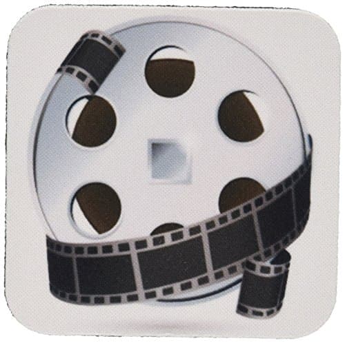 3dRose cst_159179_2 A Silver and Black Movie Reel Soft Coasters, Set of 8