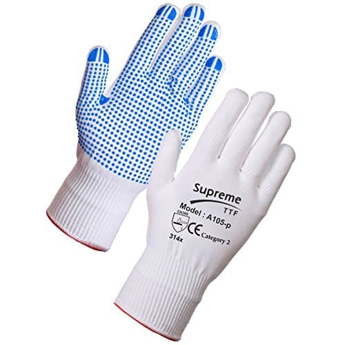 20 Pairs Nylon Polka Dot Gloves Safety Picker Packer Grip Engineering (Medium)