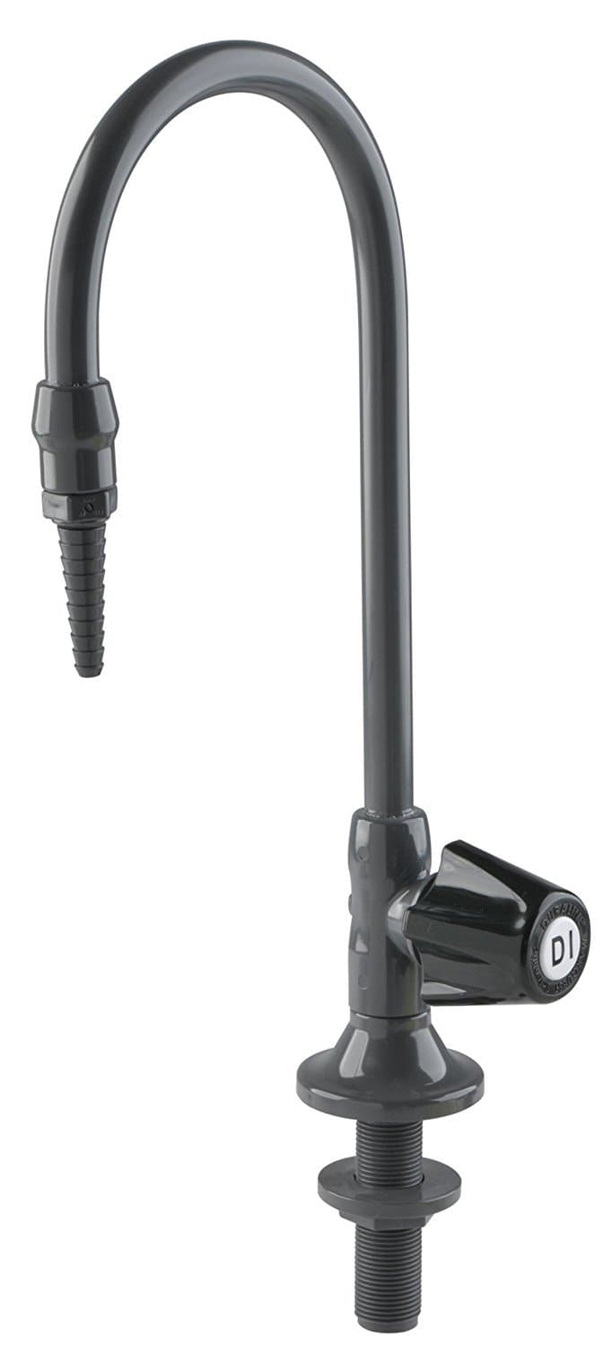 PVC Gooseneck (LG-DD-R1) Deionized Water Lab Faucet, Deck Mount, Metering Control Valve, Handle on Right