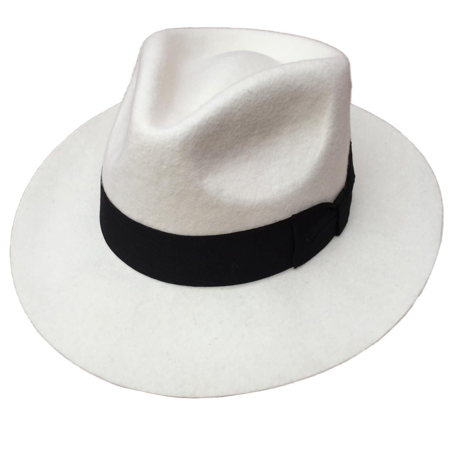 Classic White Men's Wool Felt Godfather Gangster Mobster Gentleman Fedora Hat