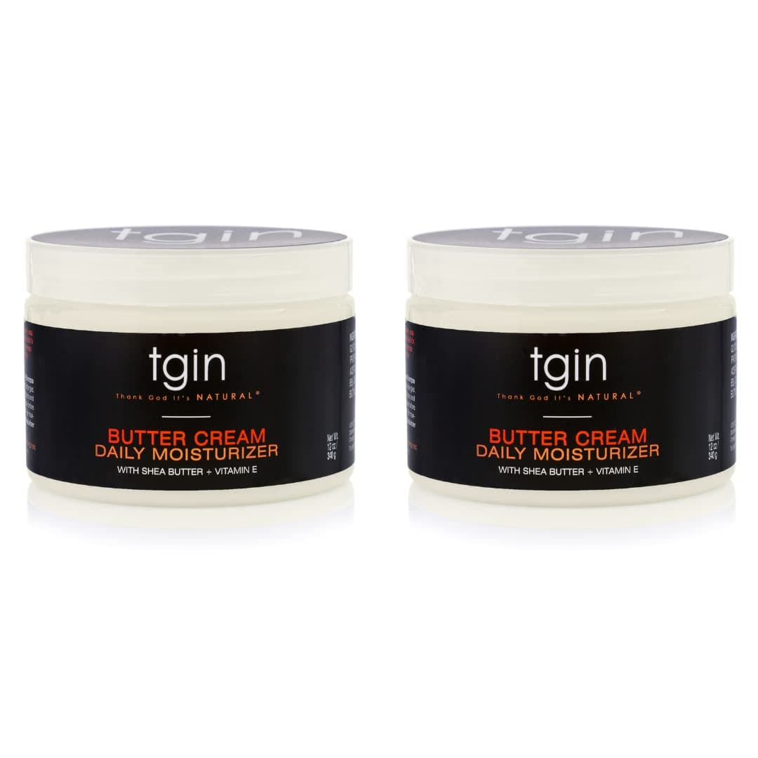 tgin Butter Cream Daily Moisturizer Duo For Natural, Dry, Curly Hair - Type 3c and 4c - Styler - 12 Oz - 2 PACK