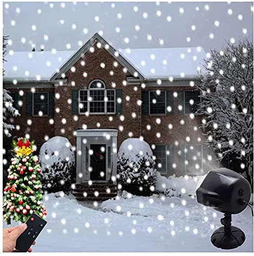 Christmas Light Projector, LSNDEE Snowfall Projector Lights Halloween Decoration Indoor Outdoor Snowflake Lamp Remote Control Landscape Snow Flurries Lighting Projector Lamp Floodlig