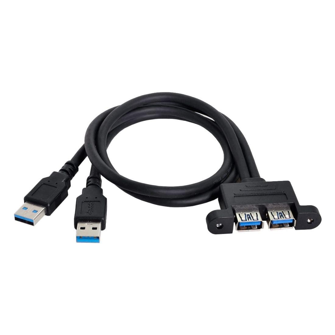 ChenYang USB 3.0 Front Panel Header 2 Male to 2 USB 3.0 Female Panel Port Extension Cable 0.5M with Panel Mount Holes
