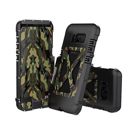 ARMOR KING Outdoor Flip Cover Case for Samsung Galaxy S8 Stainless Steel Heavy Duty Clamshell(Camo Green)