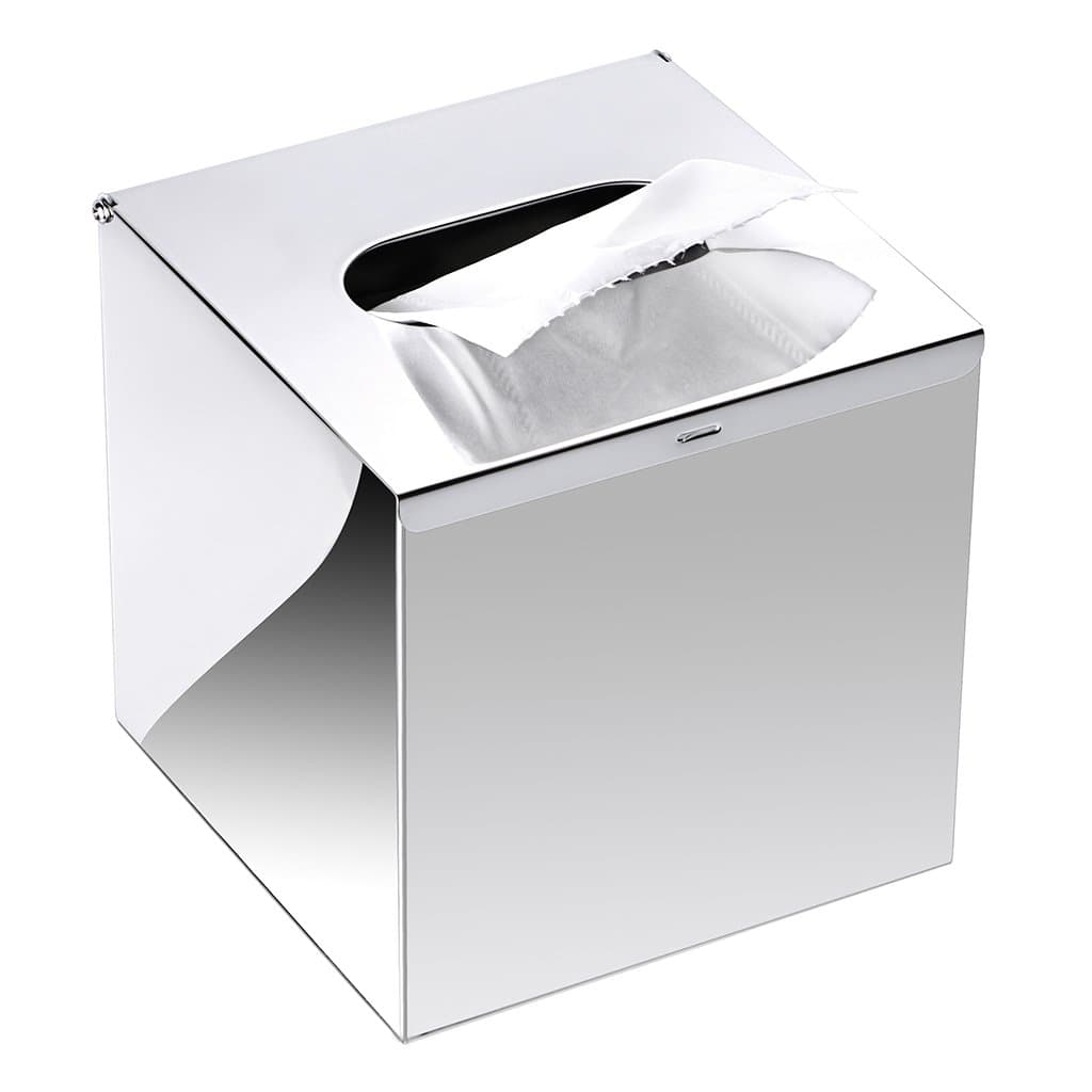 Sumnacon (Stainless Steel Polished) - Stainless Steel Tissue Box Holder, Wall Mounted Square Pumping Paper Case Dispenser Desk Organiser for Bathroom Vanity Countertops Office Hotel Car