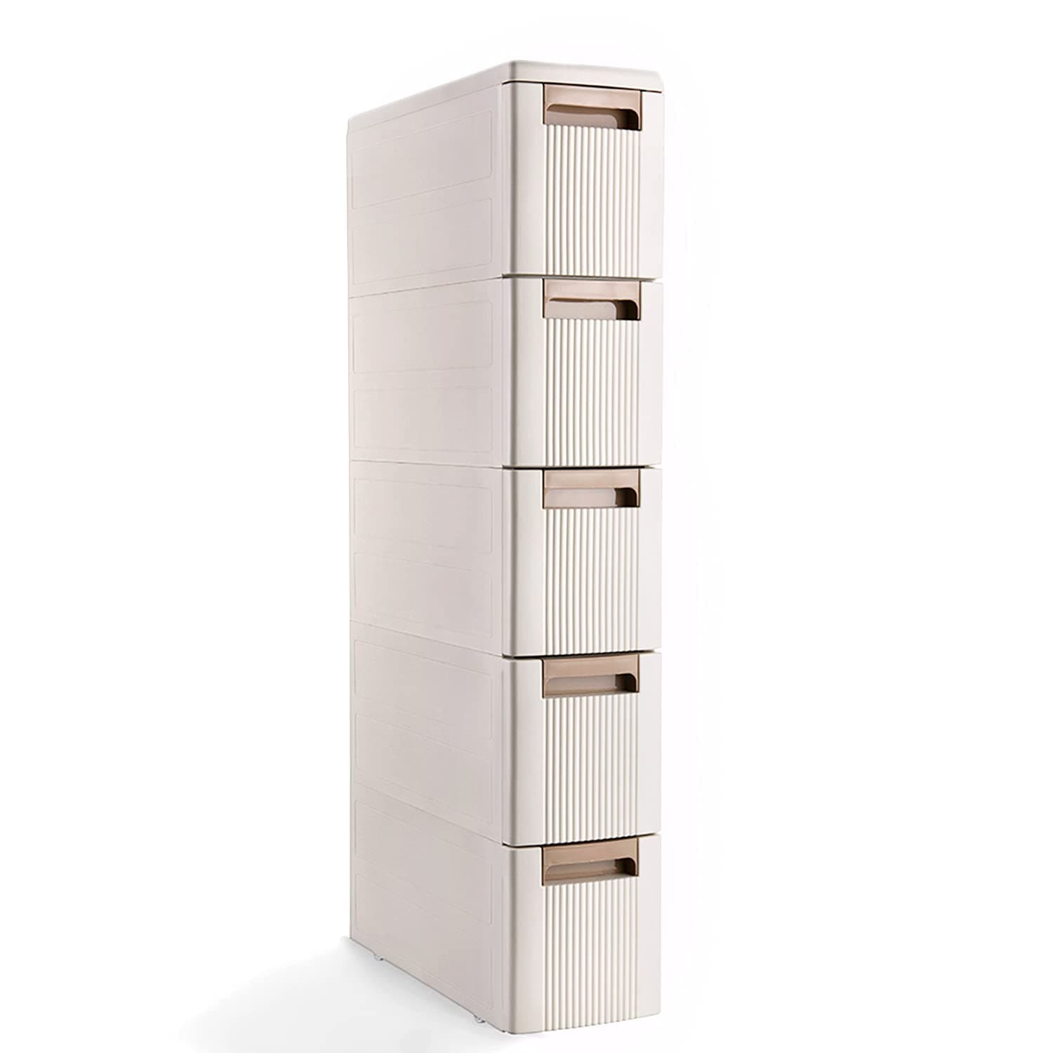 PLESIU Honor Jojoba Narrow Drawer Unit Slim Storage Drawers Tower 5 Drawer Trolley Plastic Cabinet 17.7 x 7 x 38.8 Inches