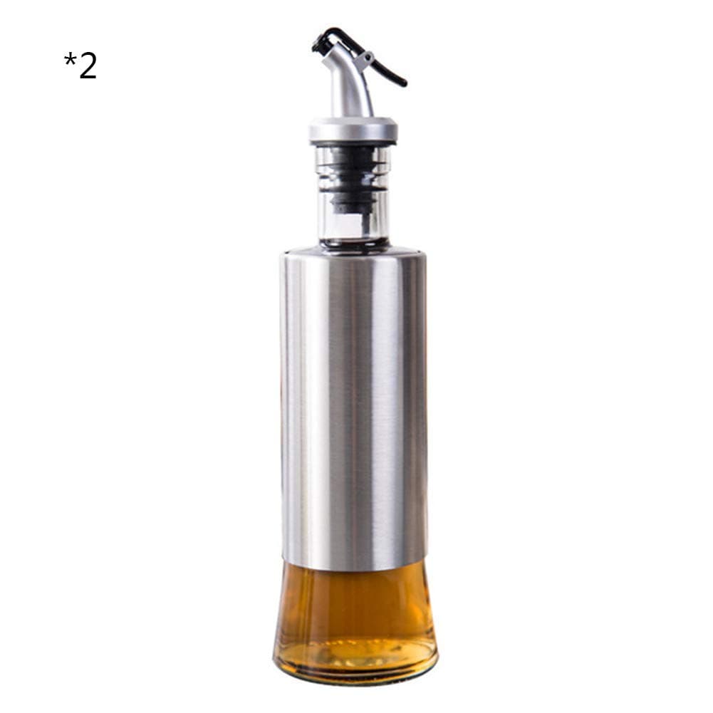 RSTJ-Sjkw Olive Oil Dispenser-2 Pack Royal Oil And Vinegar Dispenser Set Oil And Vinegar Bottle Set With 1 Stainless Steel Funnel Glass Set 300Ml