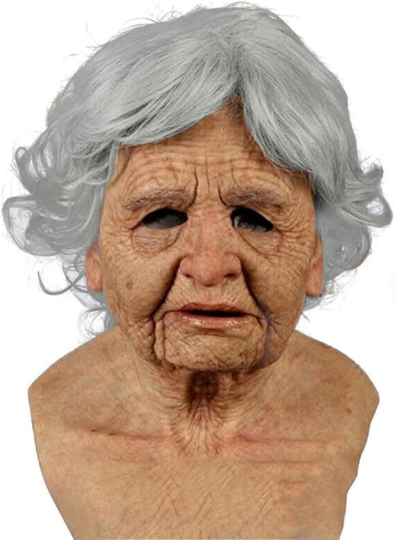Halloween Mask Realistic Old Man Mask Creepy Human Latex Mask, Scary Wrinkle Mask Halloween Cosplay Costume Mask Party Props (A)