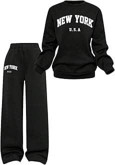 SOLY HUXCute Clothes for Girls Sweatsuit Sets Crewneck Casual Sweatpants 2 Piece Outfits Sweatshirt and Pants