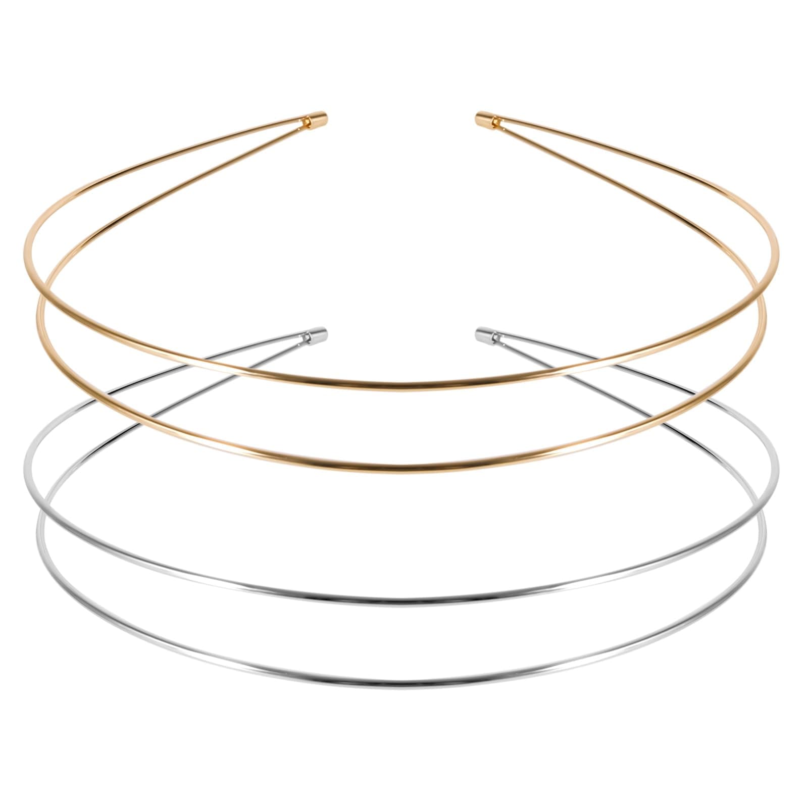 Simple Metal Double Layer Headband, Classy Hair Styling Accessory for Women, Silver and Gold Head Band for Outfits, Gift Yoga Workout Headdress