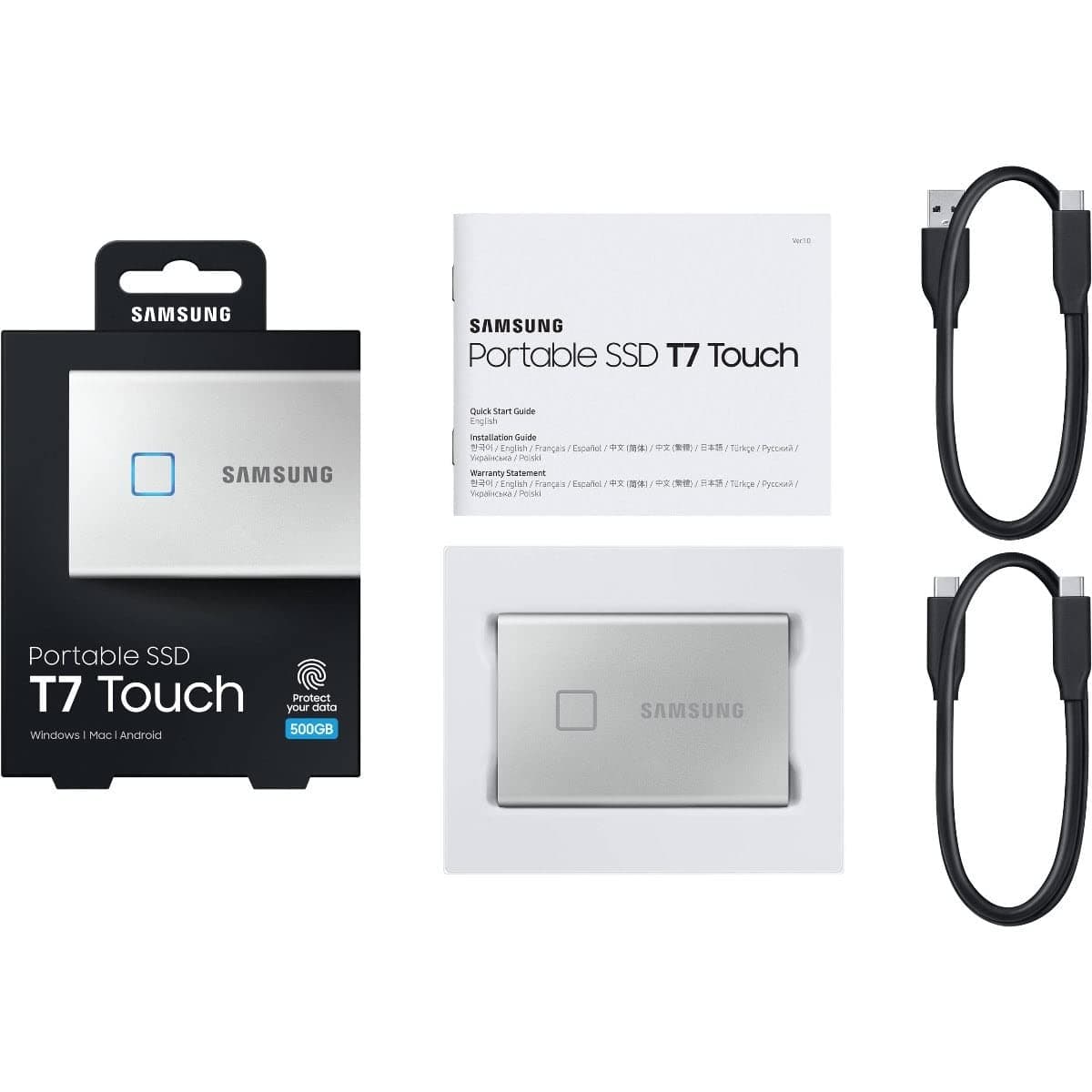 Samsung SSD T7 Portable External Solid State Drive 500GB, USB 3.2 Gen 2, Reliable Storage for Gaming, Students, Professionals, MU-PC500T/AM, Silver