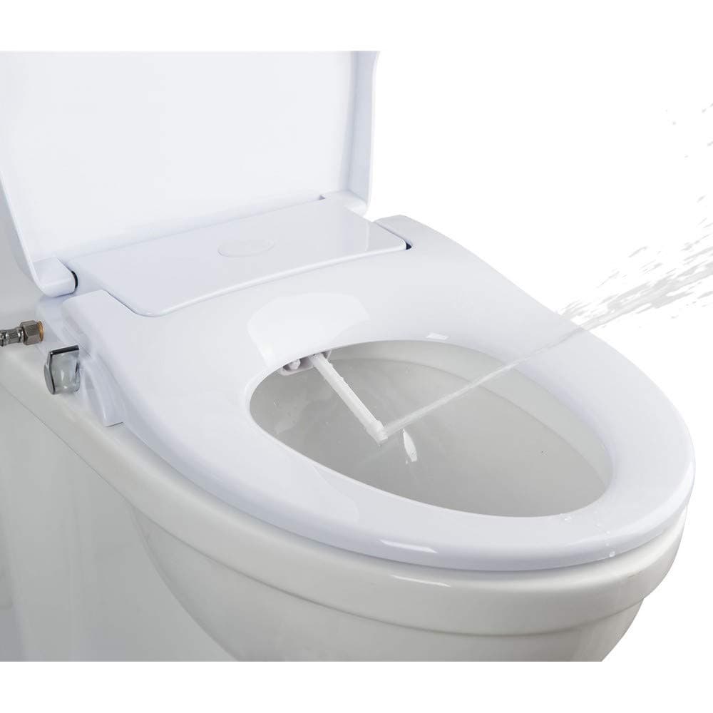 IBAMA Bidet Toilet Seat With Self Cleaning Dual Nozzles Separated Rear & Feminine Cleaning, Non Electric Bidet Soft Close Toilet Seat Unique Version, white, EECVV