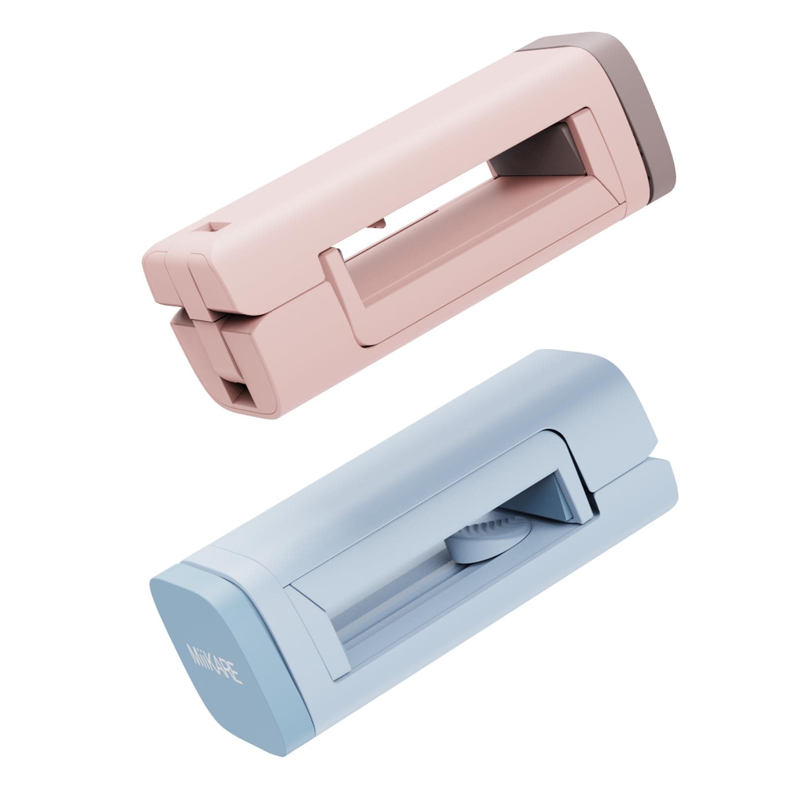 MiiKARE Travel Essentials Airplane Phone Holder, Universal Handsfree Phone Mount for Flying with 360 Degree Rotation, Travel Must Haves Phone Stand for Desk, Tray Table, Pink&Blue