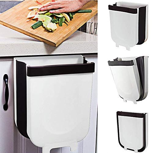 Yibaision Hanging Trash Can for Kitchen Cabinet Door, Collapsible Trash Bin Small Compact Garbage Can Attached to Cabinet Door Kitchen Drawer Bedroom Dorm Room Car Waste Bin - 9L