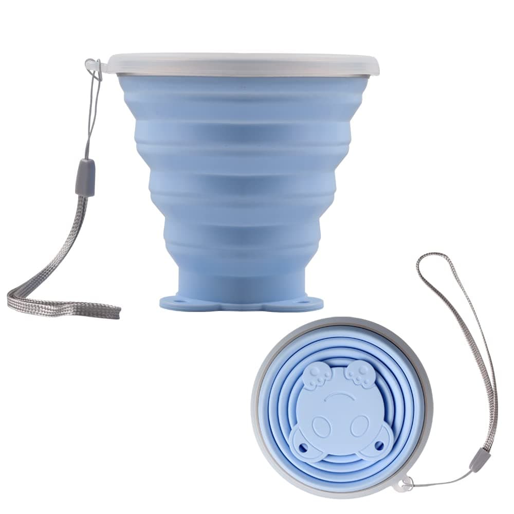 Collapsible Travel Cup | Silicone Folding Water Cups with Lids | Reusable Drinking Mugs Cup | Picnic Snacks Cups | Telescopic Camping Tumblers