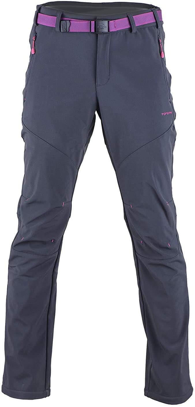 Tofern Womens Winter Softshell Pants Warm Breathable Waterproof Windproof Outdoor Hiking Climbing Camping Cycling Trousers
