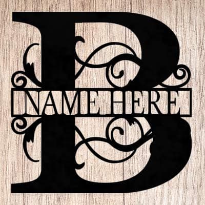 Personalized Last Name B Door Hanger - 20" Metal Monogram Door Hanger- Metal Last Name Sign - Split Letter Monogram - Initial Door Wreath - Last Name Wall Decor - Metal Wall Decor - Gift