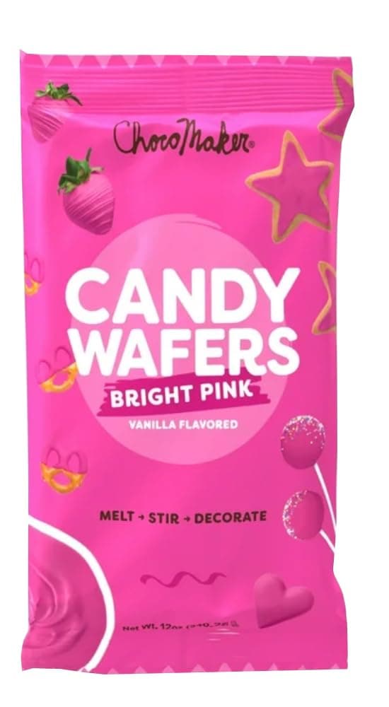 Chocomaker Bright Pink Vanilla Flavored Candy Wafers, 12 Ounce
