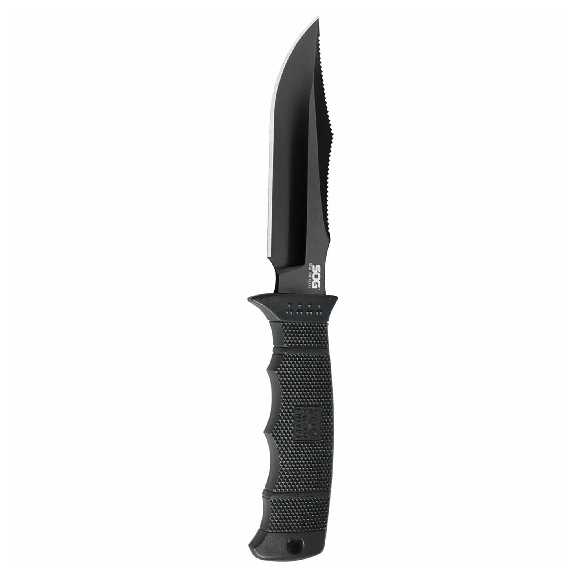 SOG SEAL Pup Elite E37S-N Black TiNi Finish Straight Edge Nylon-Sheath, Lightweight and very convenient for all outdoor activities