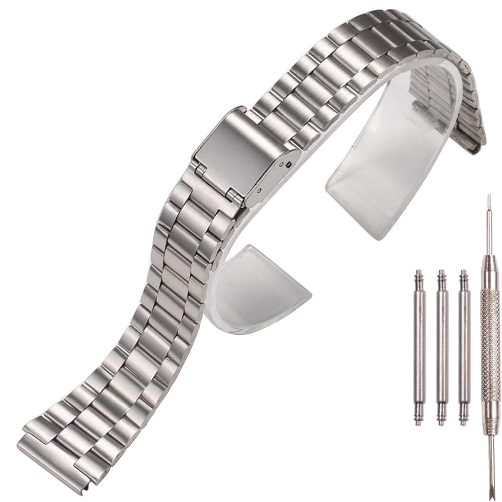 18mm Stainless Steel Replacement Watchband Compatible with Casio F-108WH AE1200WH A168WA A158WA LA670WGA A700W Women's and Men's Watch Accessories