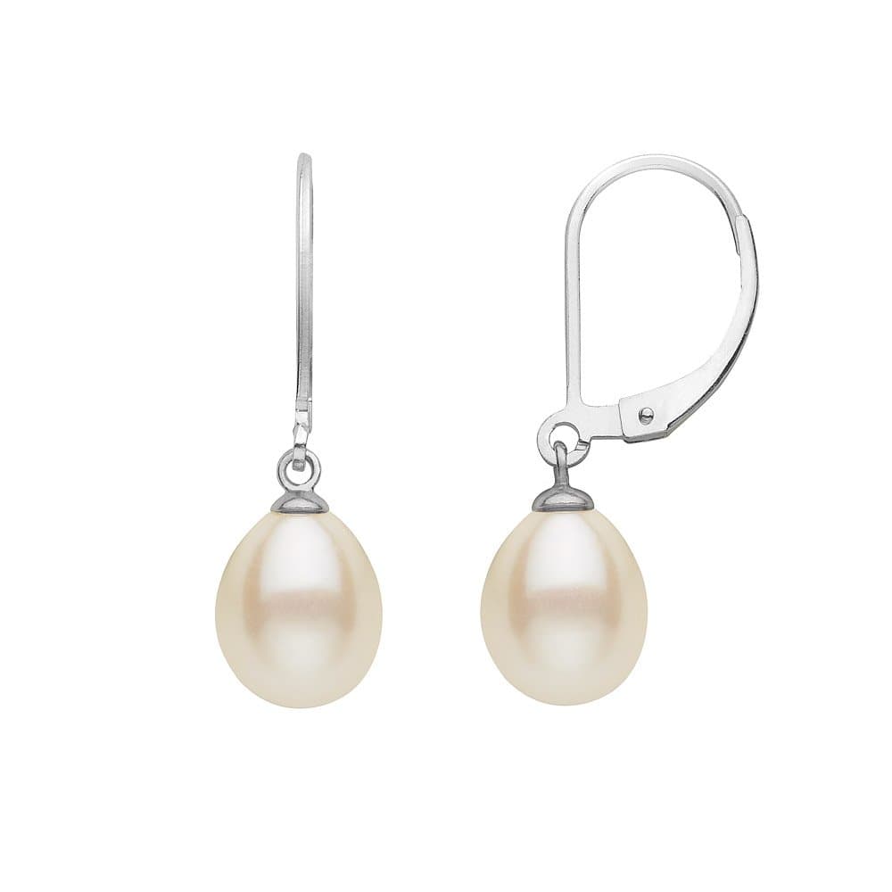 Exquisite Freshwater Cultured Drop Shape Pearl Earrings On Sterling Silver, White Colour Pearl