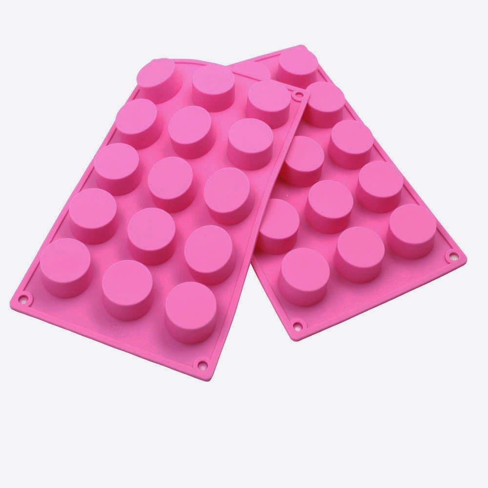 YiSING Ice Cube Tray Silicone Molds 15 Cavity Muffin Pan Chocolate Mold Silicone Cake Mold Muffine silicone Mold Round Soap Mold,Set of 2