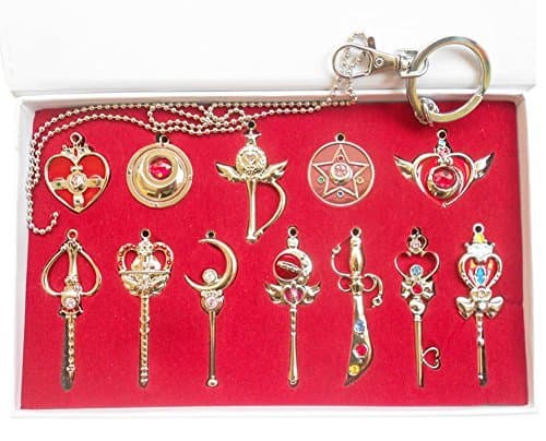 Sailor Pretty Moon Guardian Keys Tsukino Usagi Cosplay Keychain Necklace Silver 12pcs