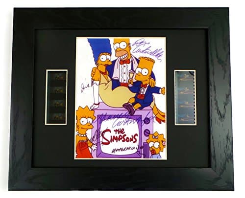 The Simpsons Cast Signed + The Simpsons Movie Film Footage Framed