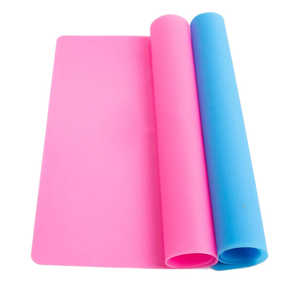 YiTai A3 Large Silicone Sheet for Crafts Jewelry Casting Molds Mat, Multi-Purpose Food Grade Silicone Placemat, Waterproof Nonstick Heat- Resistant, Blue & Rose Red(15.7 x 11.8 inch)