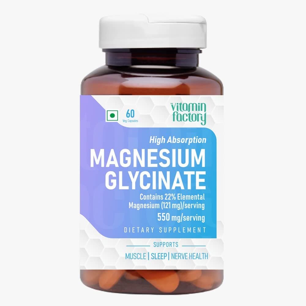 Magnesium Glycinate Supplement - High Absorption Magnesium Supplements For Both Men & Women, Supports Sleep, Muscles & Nerve Health Supplements, 60 Vegetable Capsules