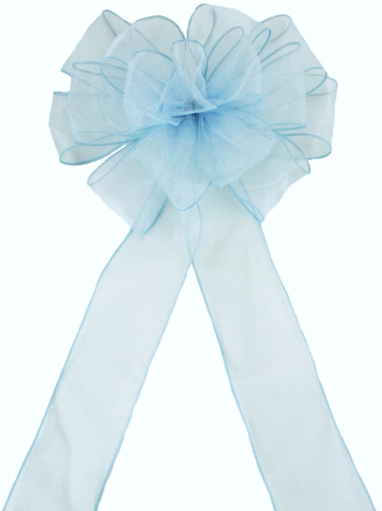 Pew Bows Light Blue Sheer - Set of 4 Bows - Reception Decoration