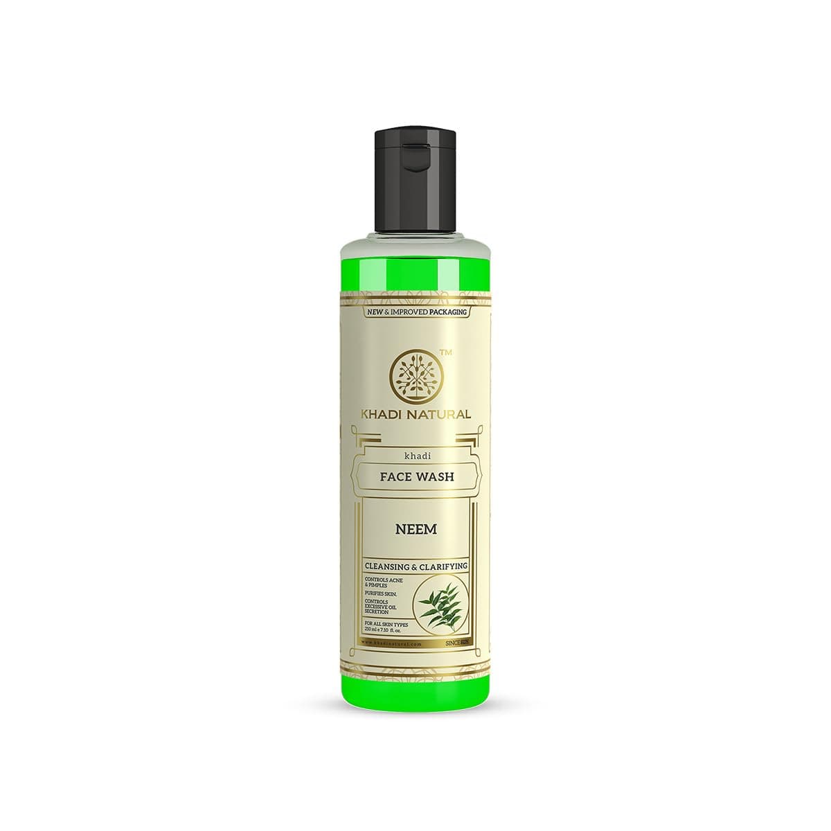 Khadi Natural Ayurvedic Neem Face Wash | For Acne Prone Skin | Paraben, SLS Free | Suitable for All Skin Types | 210ml