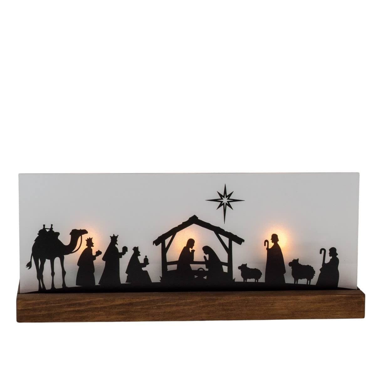 Nativity Scene Christmas Decoration Candle Holder, Wood Luminary, Christian Holiday Decor