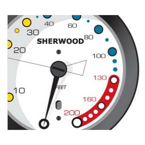 SHERWOOD SCUBAAnalog 3 Gauge Console. Pressure (PSI), Depth (Feet), and Compass. Imperial Gauges.