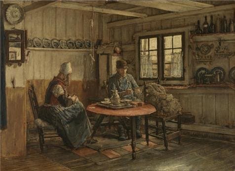The High Quality Polyster Canvas Of Oil Painting 'Xavier Mellery,Interior In Marken,1845-1921' ,size: 18x25 Inch / 46x63 Cm ,this Reproductions Art Decorative Prints On Canvas Is Fit For Laundry Room Decor And Home Decor And Gifts