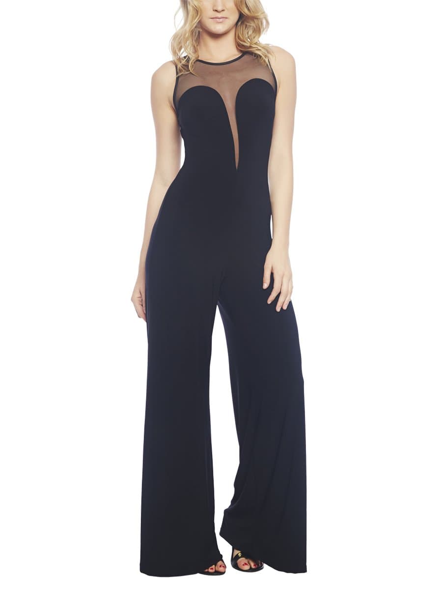 Arden B. Women's Sweetheart Mesh Wide Leg Jumpsuit