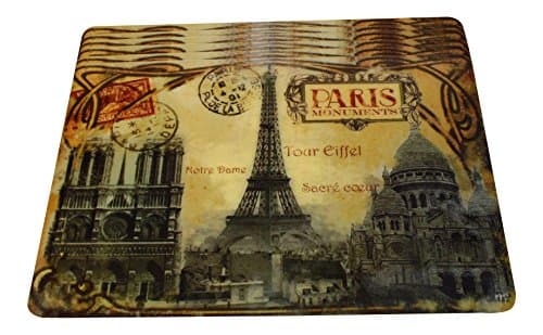 Rectangular Plastic Place mats, Set of 6, Washable, French Vintage Design Paris Monuments
