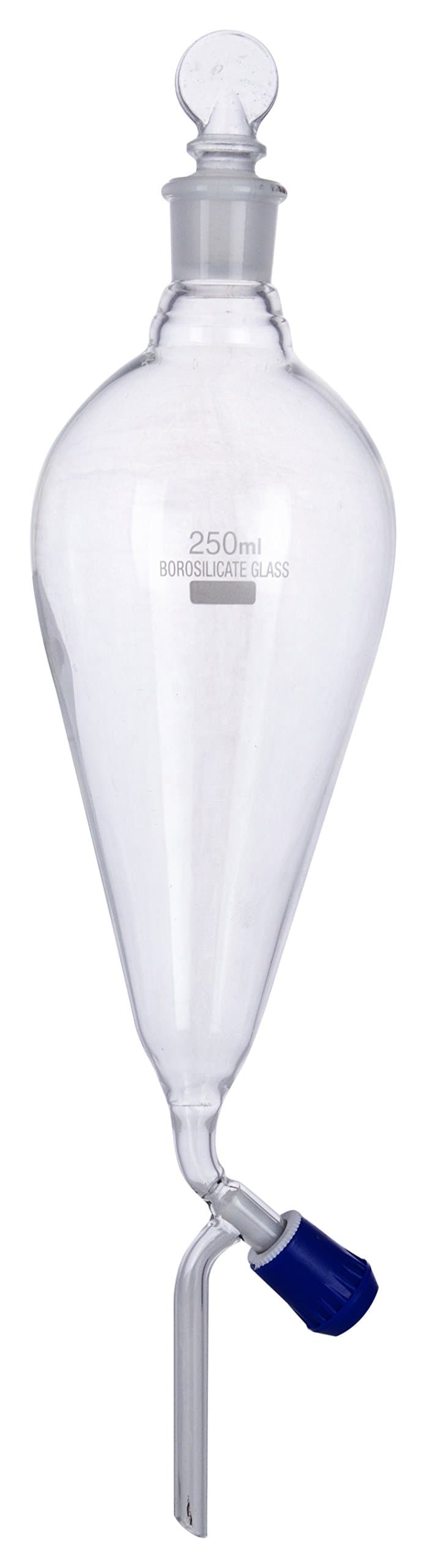 Vijay Surgical Corporation Seperating Funnel 250 ml with Teflon Cork Knob of Heavy Borosilicate Glass (Blue)