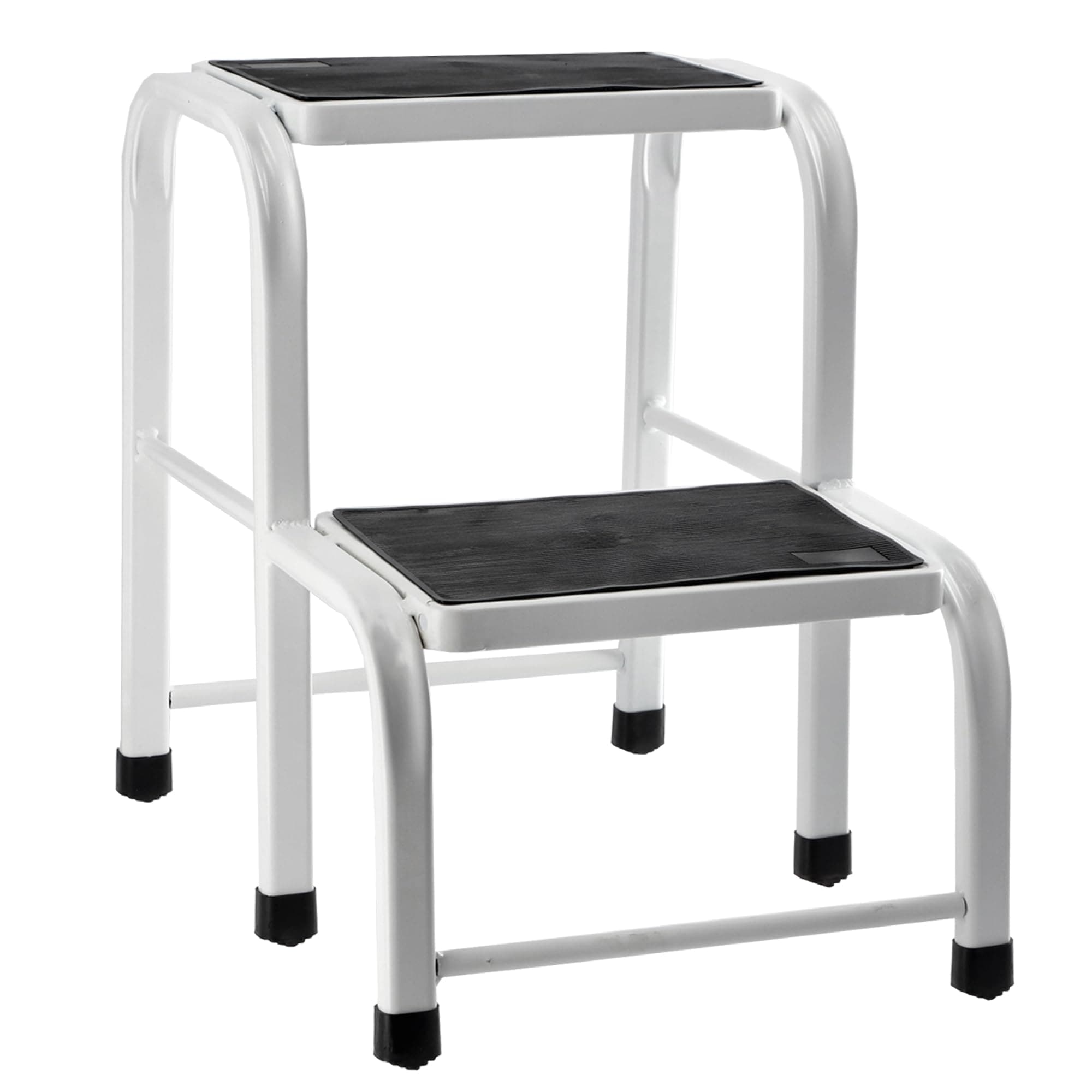 KADAXTwo-Step Stool, Small Steel Step Ladder for Caravan, Campervan, Kitchen, Sturdy Platform Stool with Non-Slip Feet, Lightweight Metal Stepladder