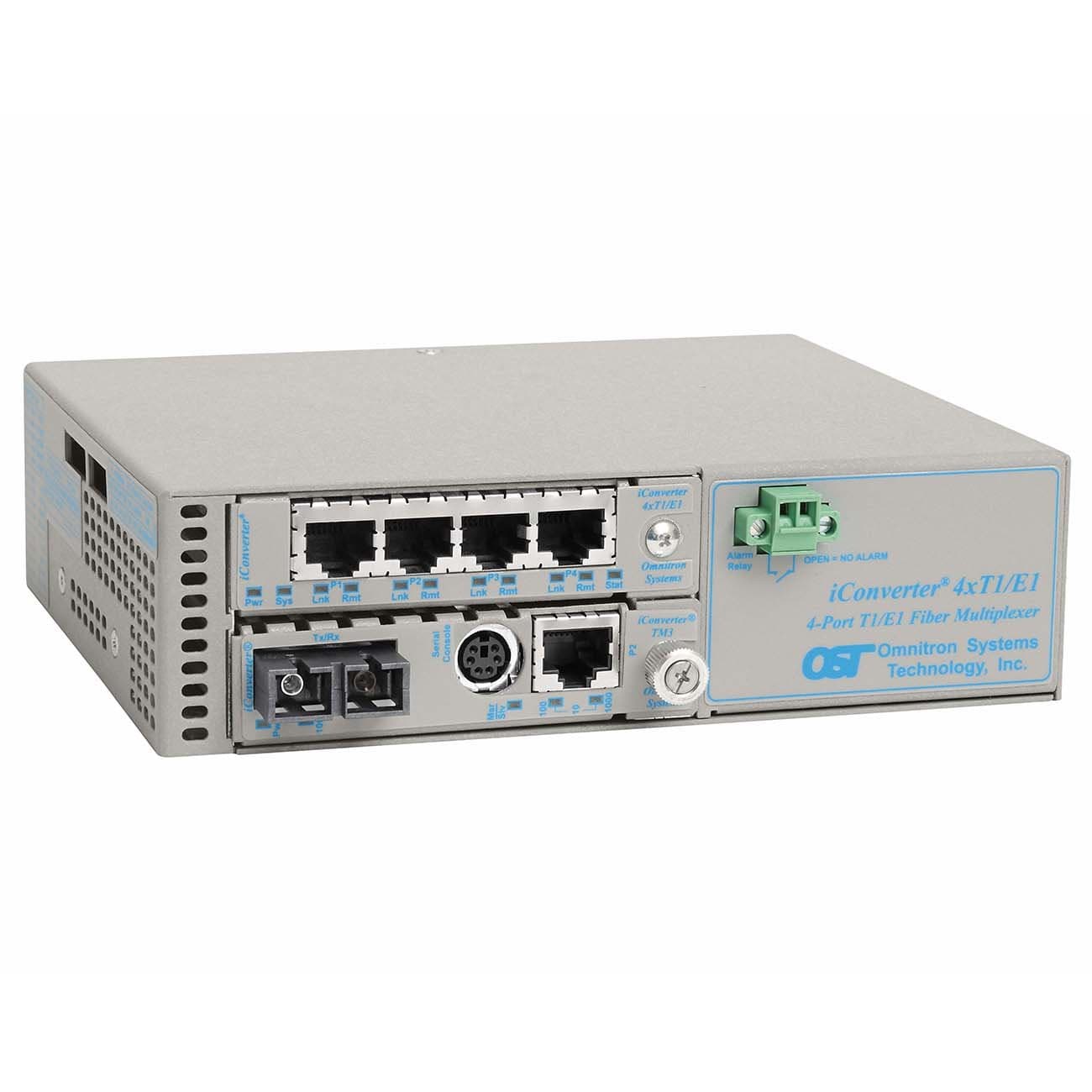 Omnitron iConverter 8823N-1 4xT1/E1 Multiplexer - 4 x T1/E1 Network, 1 x 10/100/1000Base-T Network, 1 x 1000Base-X Network - 1Gbps Gigabit Ethernet, 1.54Mbps T1, 2.048Mbps E1