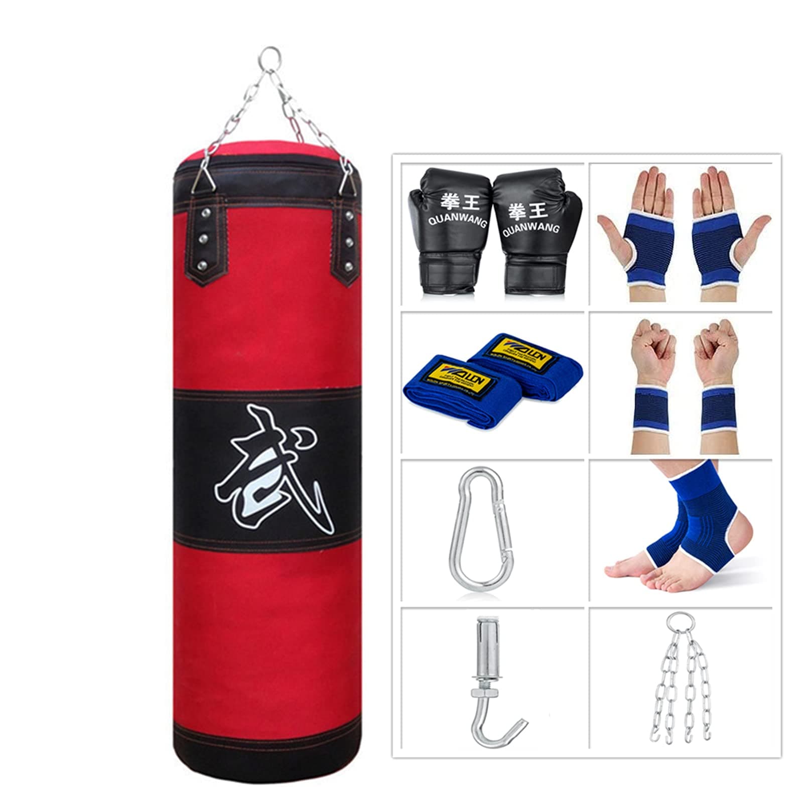 Punching Bag for Man Women Kids, Indoor/Garden Boxing Bag Unfilled Heavy Bag Set with Punching Gloves, Chain, Ceiling Hook for MMA, Kickboxing, Muay Thai, Karate, Taekwondo