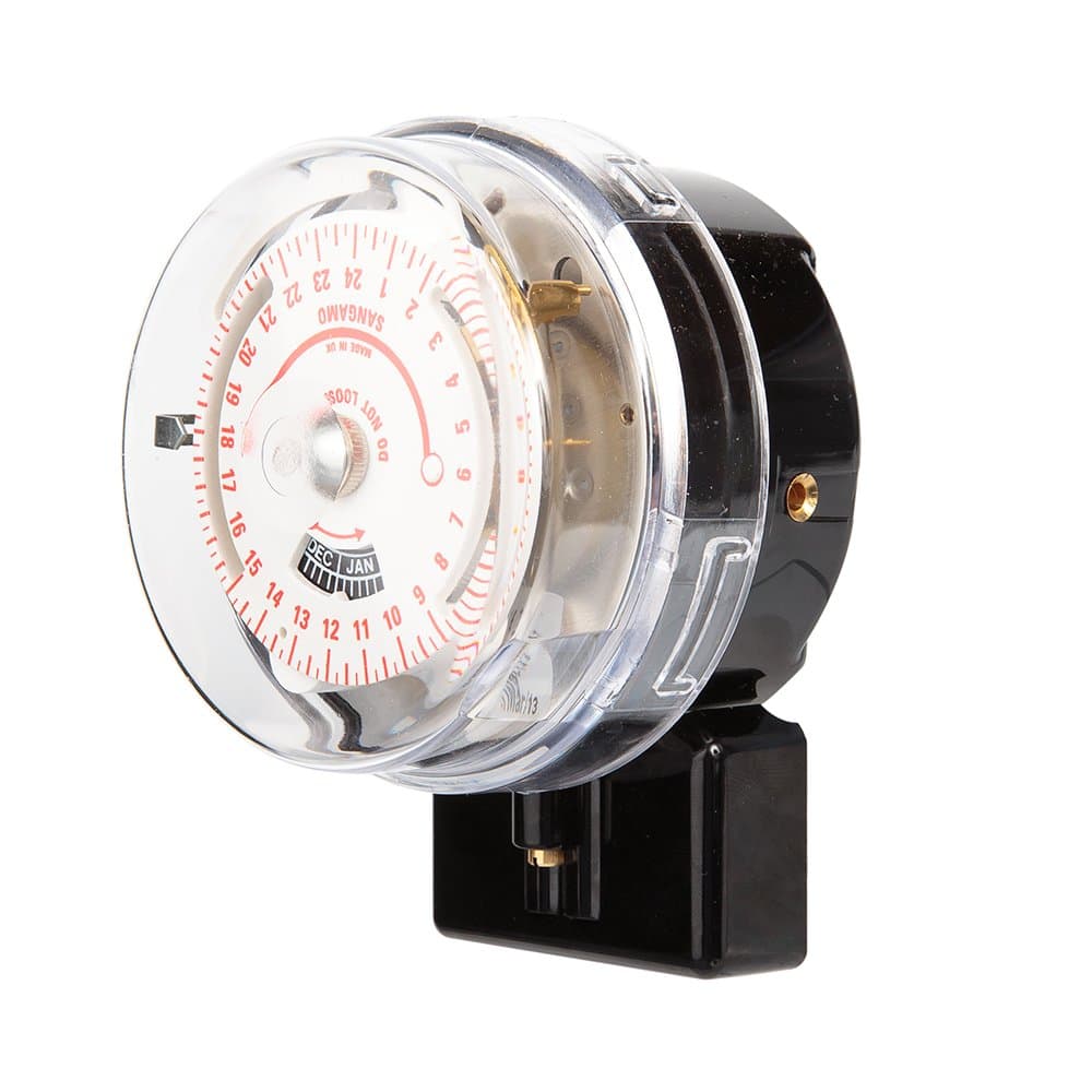 Sangamo 551130012 Astro/Solar 3-Pin 1 On/Off 24 Hour Round Pattern Time Switch, 4600 W, 230 V, White/Red