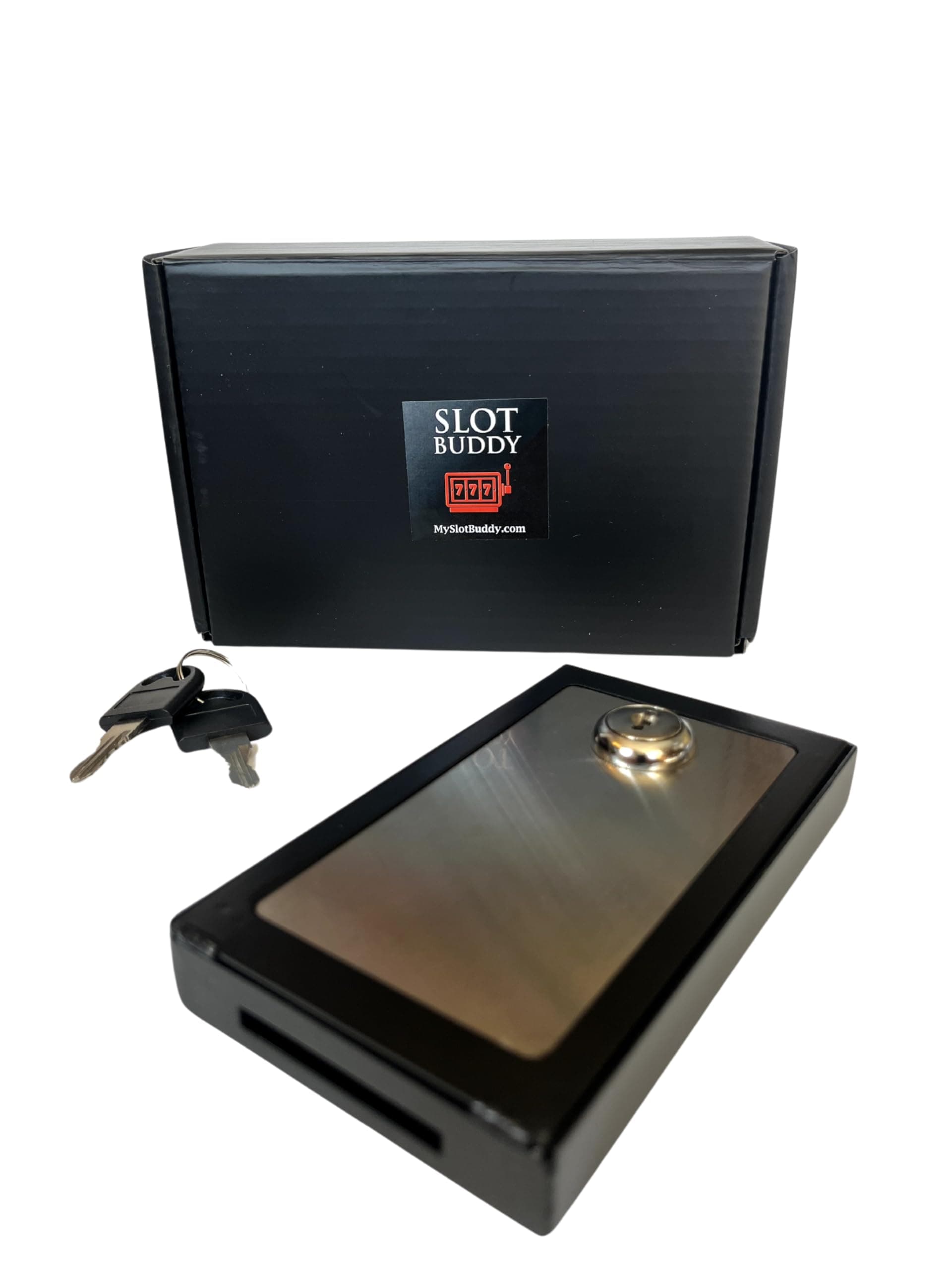 Slot Buddy Casino Gambling Lock Box With Key. Stop Losing Money. Small Metal Bank Holds Up To 20 Bills. Fits In Pocket Or Purse.