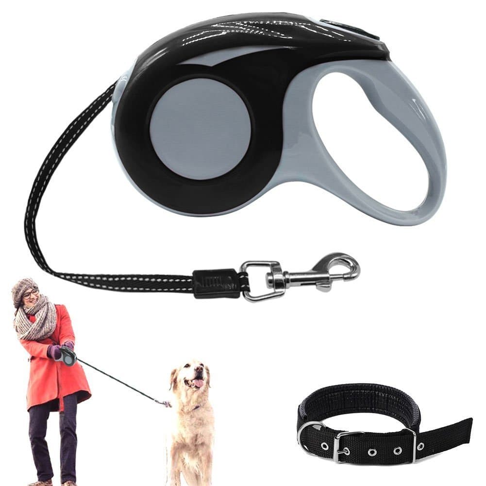 Retractable Dog Leash with Dog Collar ,Adjustable 16.4ft Retractable Pet Leash Dog Lead for Dogs To Training, Walking, Jogging