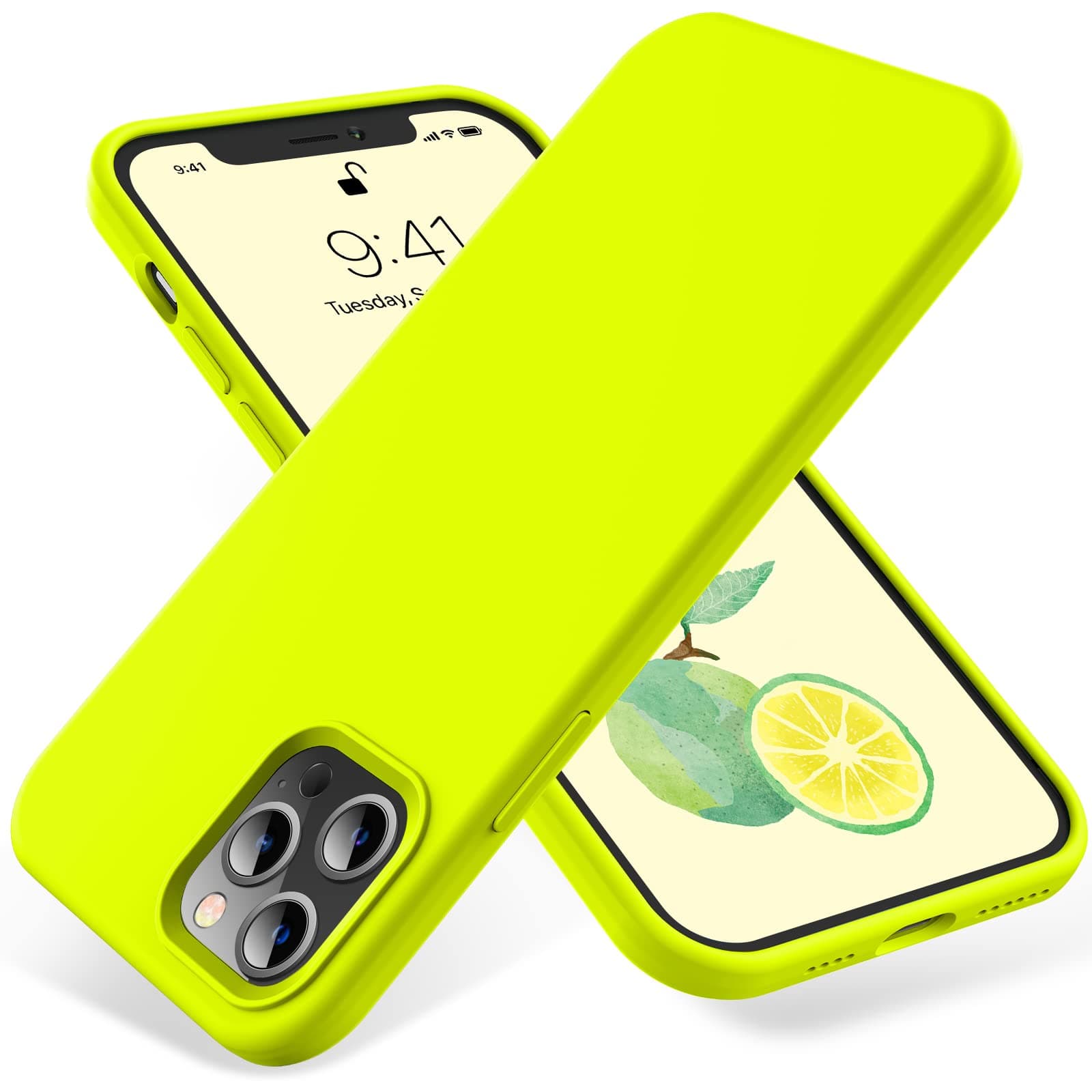 OTOFLY Compatible with iPhone 12 Pro Max Case 6.7 inch(2020),[Silky and Soft Touch Series]Premium Soft Liquid Silicone Rubber Full-Body Protective Bumper Case for iPhone 12 Pro Max(Fluorescent Yellow)
