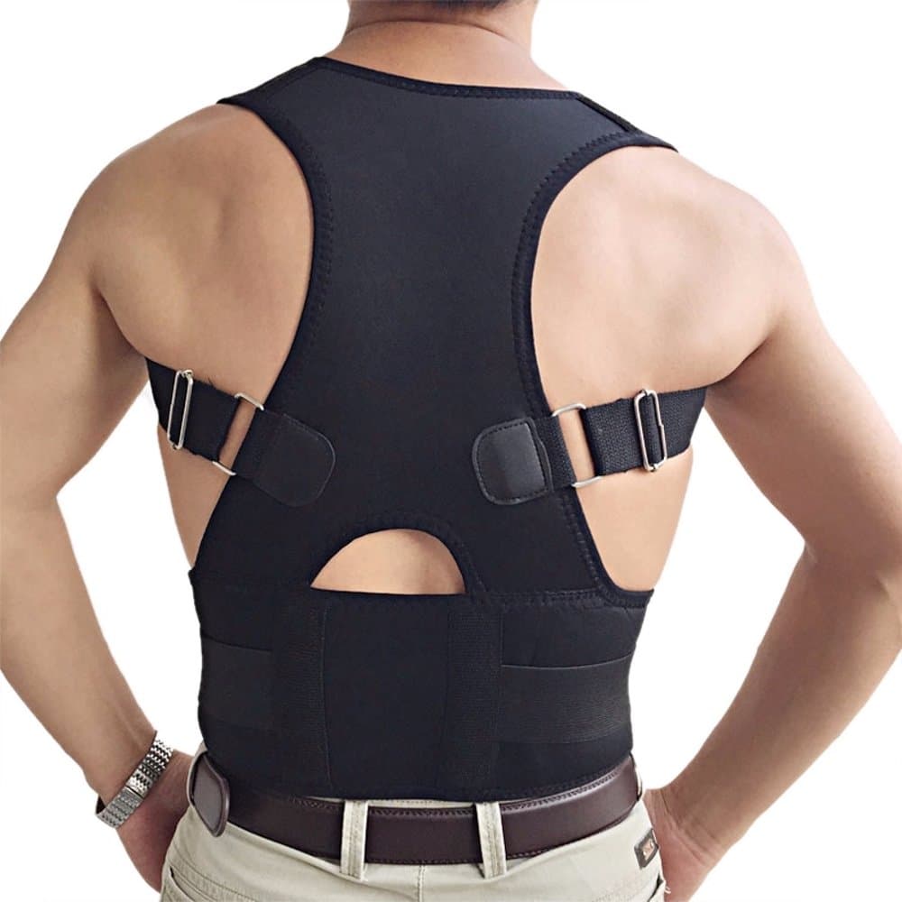 Back & Lumbar Support Brace by NONPAREIL - Improve Posture & Relieve Lower Thoracic, Neck & Spine Pain & Pressure - X Large (Waist 37-40), Black