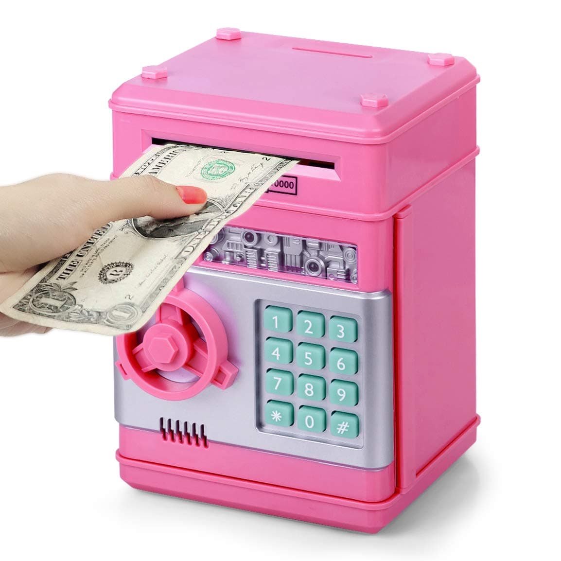 Refasy Piggy Bank Cash Coin Can ATM Bank Electronic Coin Money Bank for Kids Age 3-12, Money Savings Box Mini ATM Coin Bank Toys Gifts for 3 4 5 6 7 8 9 10 11 12 Year Old Boys Girls