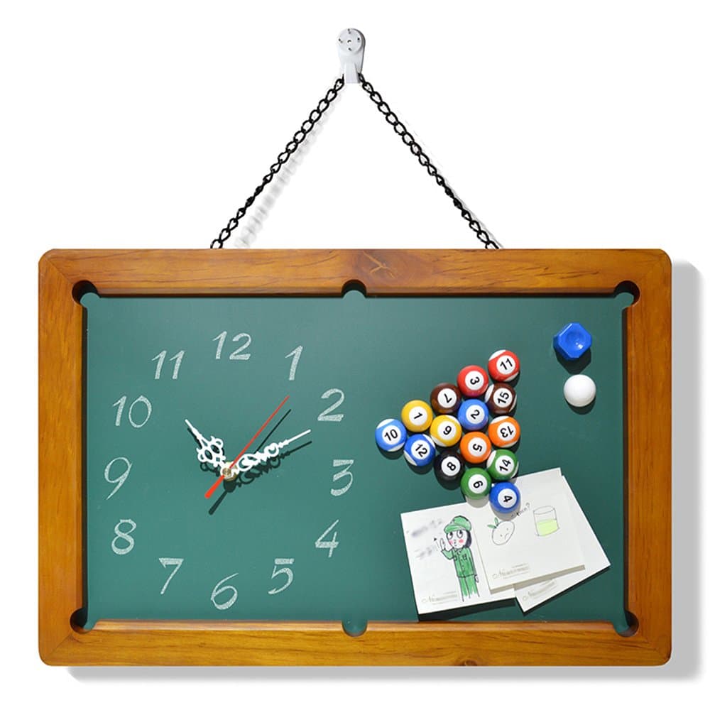 KKLOCK Wall Clock Metall Mute Quartz Sweep Clock Slient for Living Room Bedroom Kitchen AA Battery Green Retro Billiards Snooker Balls 10Db 18 Inch (Battery not included) [Energy Class A+]